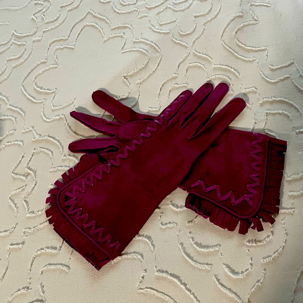 Rive Gauche vintage Yves St Laurent suede and leather gloves size 7 hardly worn